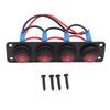 Round Toggle Switch Panel 4 Gang Red Water Proof LED Rocker Switch Panel for Car Boat Yacht UTV ATV Truck Trailer RV