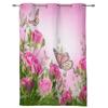Pink Rose Flower Butterfly Curtains for Bedroom Living Room Drapes Kitchen Children's Room Window Curtain Modern Home Decor