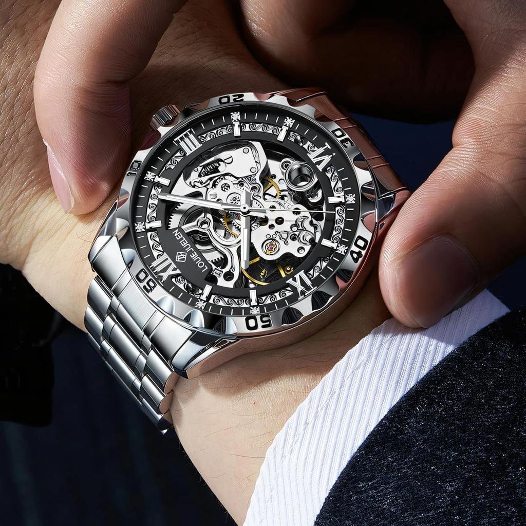 Hollow Skeleton Men's Mechanical Wristwatches Fashion Luminous Watch Men Business Waterproof Automatic Watch For Men