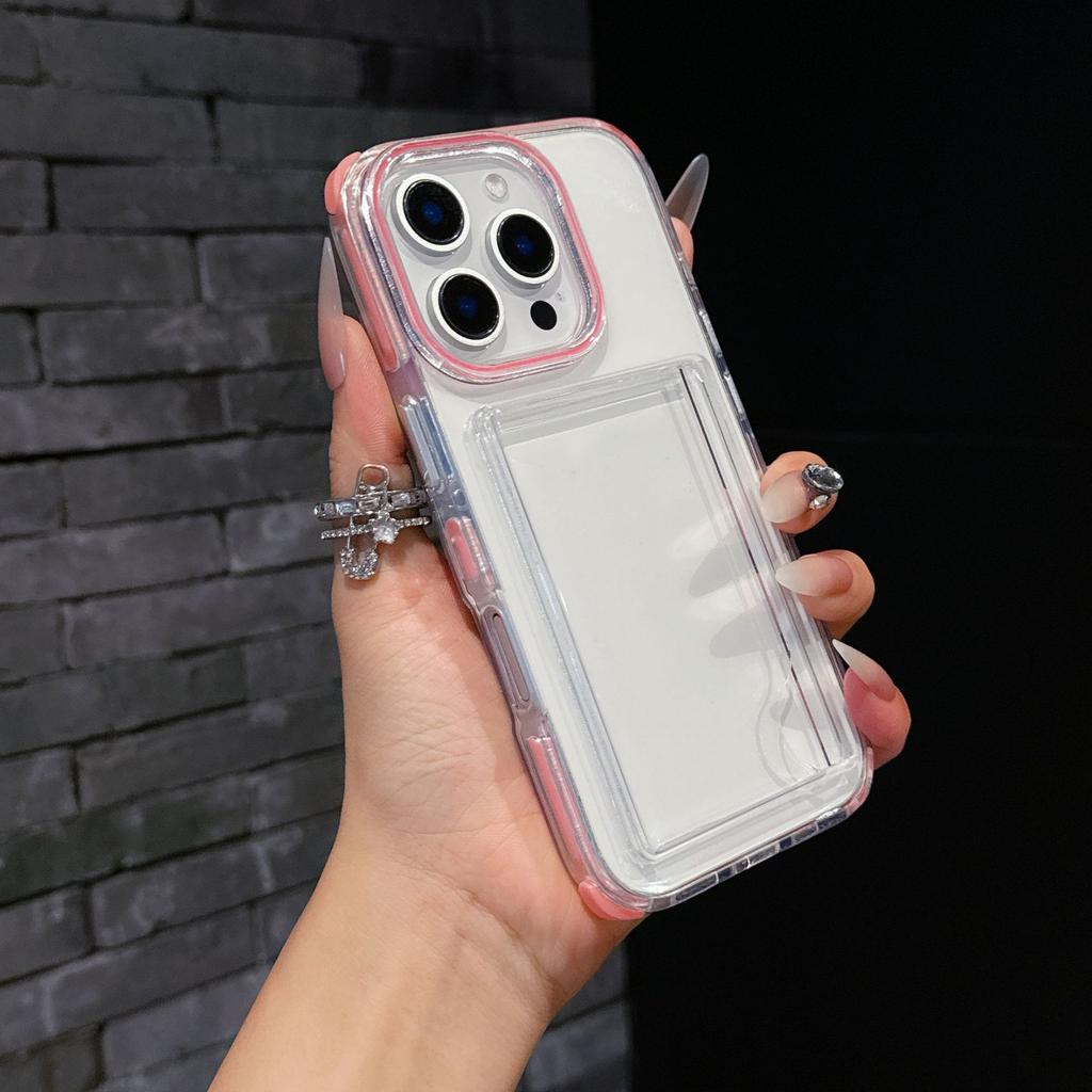 Candy Acrylic Rainbow Card Bag Suitable for Iphone16 Mobile Phone Case Four Corners Anti Fall 15 Transparent Card 14 Anti-fall