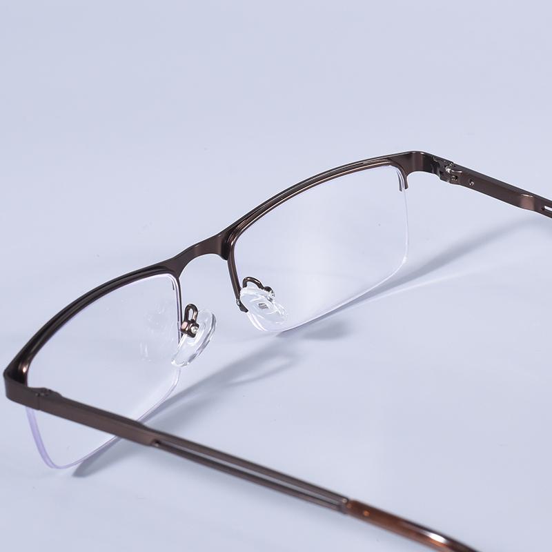 Men Blue Light Blocking Reading Glasses Metal Half Frame Prescription Eyeglasses With Spring Hinge Computer Reader +125+175
