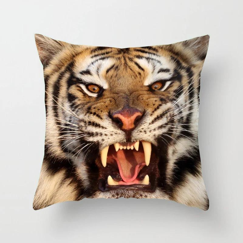 Tiger Series Printing Pattern Decoration Home Pillowcase Square Office  Cushion Cover
