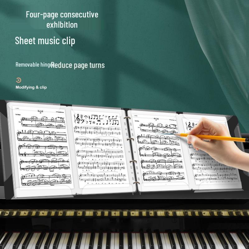 52-Page Expandable A4 Piano Sheet Music Folder with Clips and Coil Binding