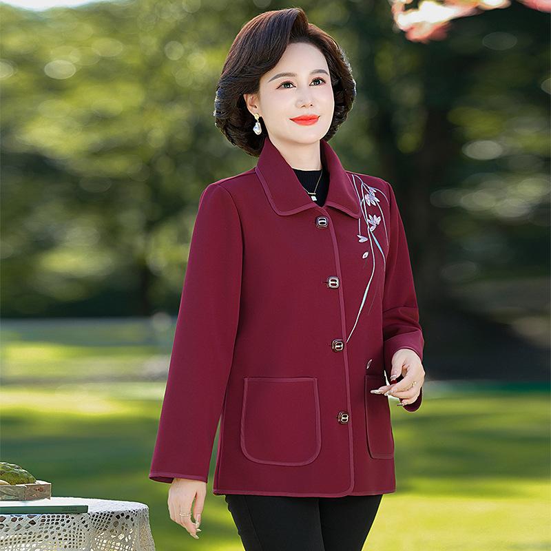 

Fashionable autumn coat for mothers, stylish women s spring and autumn short trench coat, trendy autumn jacket 1XL【Suggestions80-105Ji красный