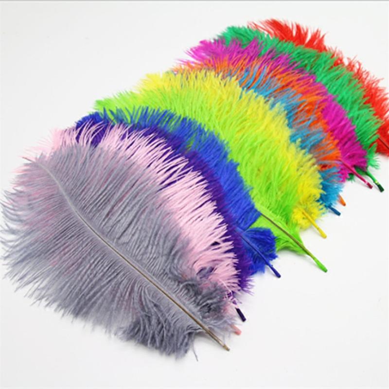 10Pcs Natural Dyed Fluffy Soft Ostrich Feather For Craft Diy Needlework Feathers Jewelry Making Dress Wedding Decoration 25-30Cm