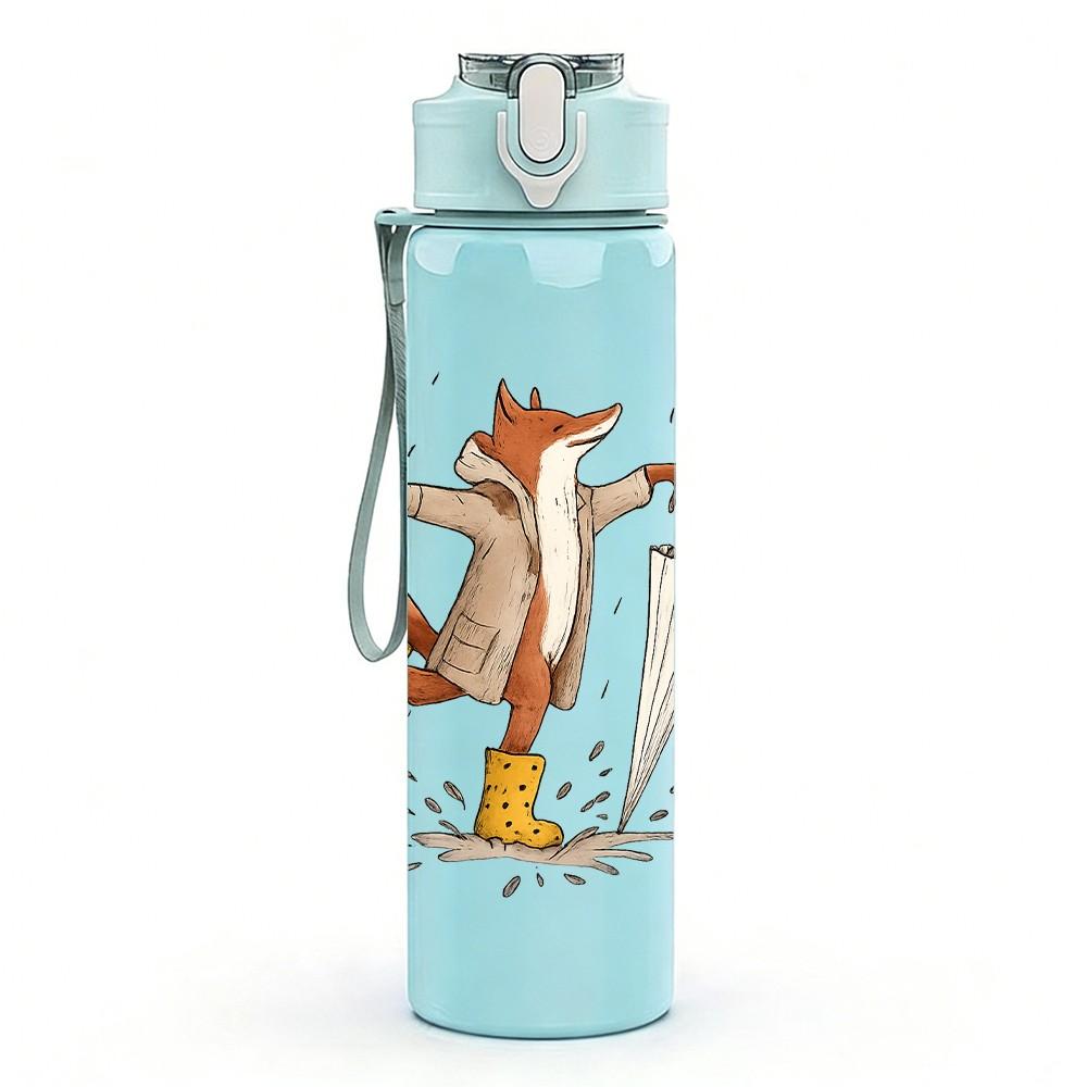 1PC Duck Splashing Water Cartoon 750ml Color Plastic Sports Water Bottle Leakproof Flip Straw Lid Suitable for Sports Office Home Use