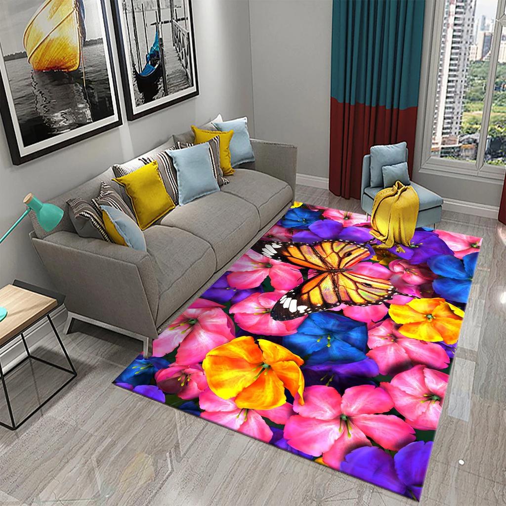3D bunte Schmetterling Teppich Schlafzimmer Eingang Tür Dekor Matte Innenteppiche Wohnzimmer Fußmatten Badezimmer rutschfeste Teppiche
