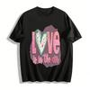 Love Is In The Air Heart Print Casual Crewneck Top Pure Cotton T-shirt