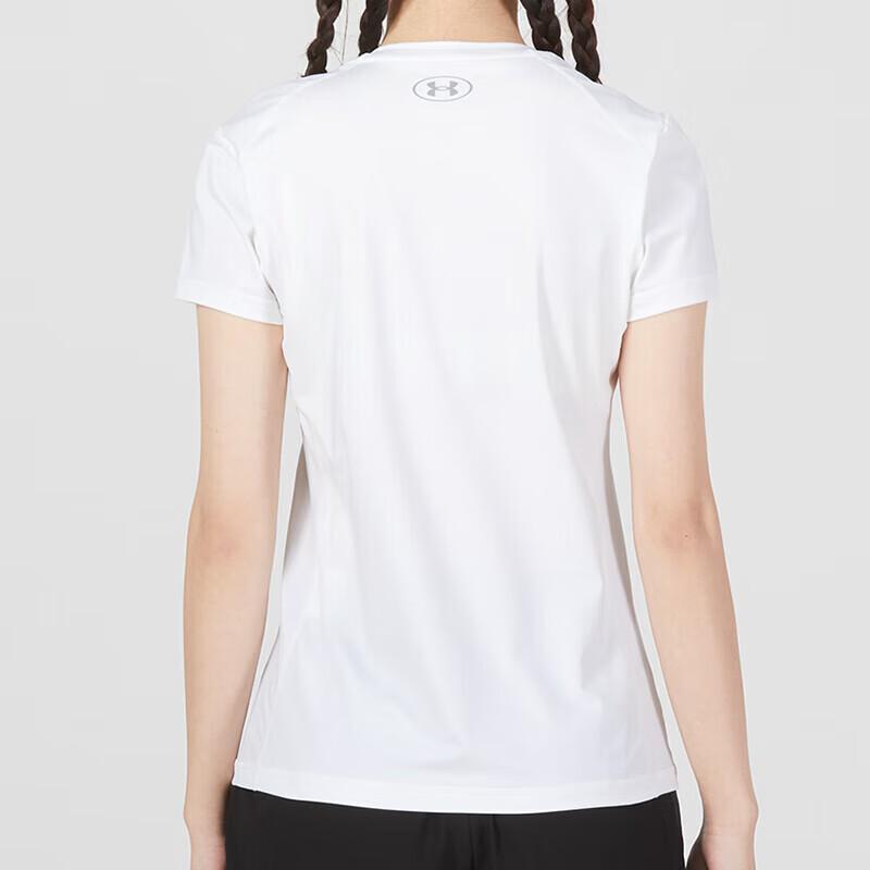 Under Armour Solid Color Breathable Fitness Training Pullover Printed Tight T-Shirt Women tops White 23500509-100