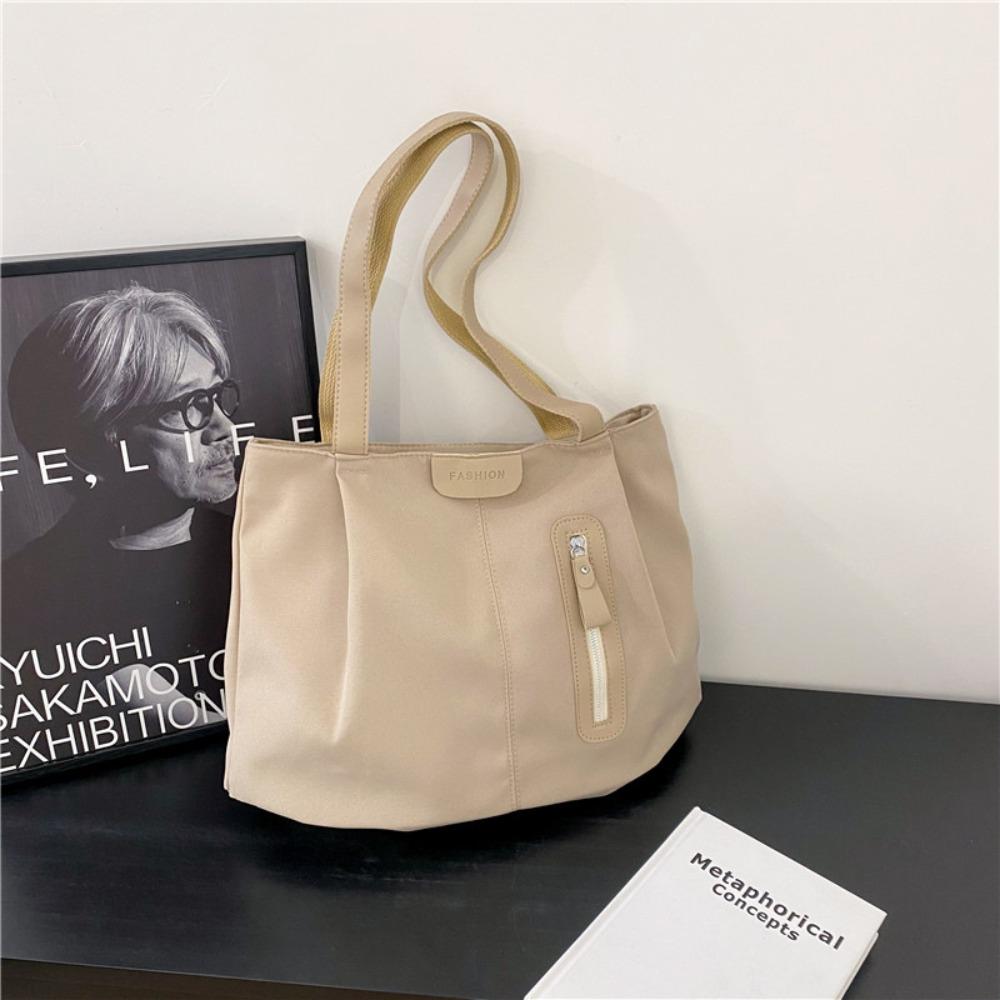 

Korean Style Vacation Tote Bag Large Capacity Simple Handbag Casual Solid Color Shoulder Bag Women хаки