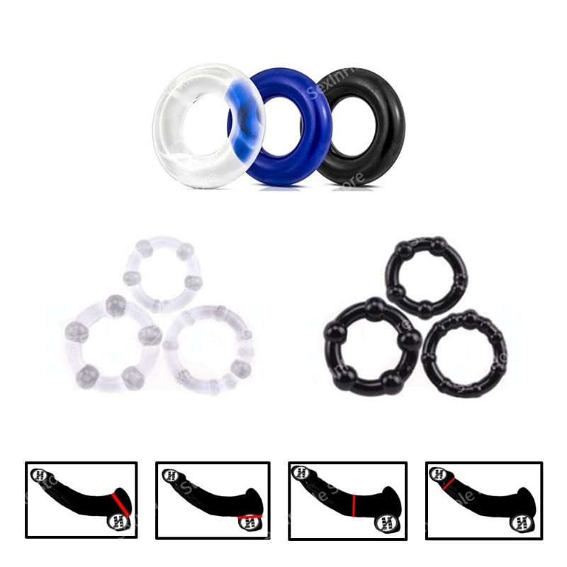 3pcs Cock Ring Silicone Delay Ejaculation Adult Toys for Men Penis Ring Enlargement Delay Chastity Device Sex Toys Sex Shop
