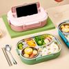 304 Stainless Steel Bento Lunch Box Set With Cutlery 4/5 Compartment Microwave Large Capacity Sealed Lunch Container For Student