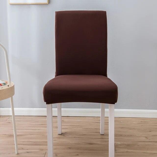 Чехол на стул из эластичного спандекса, однотонный чехол для обеденного стула, чехлы на стулья для свадьбы, отеля, банкета, столовой шоколадный