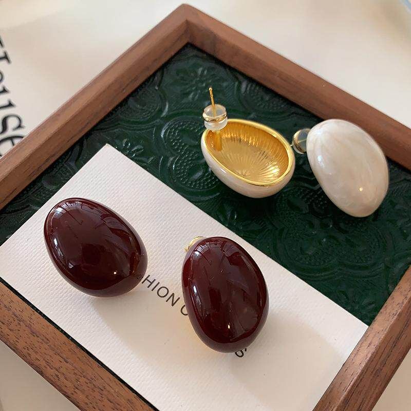 Oval Ancora Red Earrings 2026 New Popular Enamel Earrings Light Luxury High-End European and American Retro Style Earrings