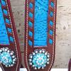 Premium Horse Show Saddle Tack Western Leather Headstall Breast Collar