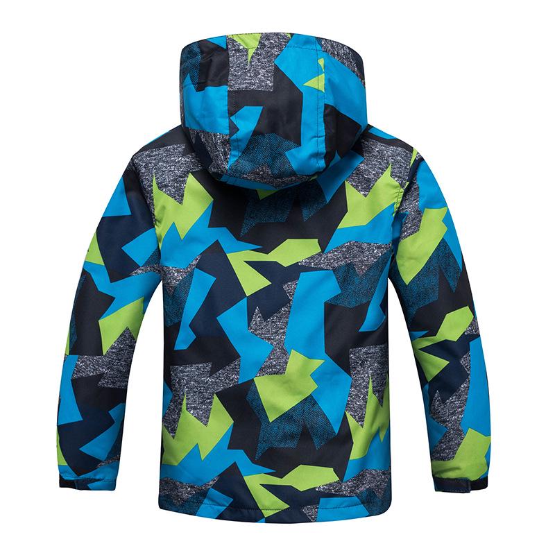 Boys' Camouflage Windproof Waterproof Plus Velvet Jacket for Medium and Large Children