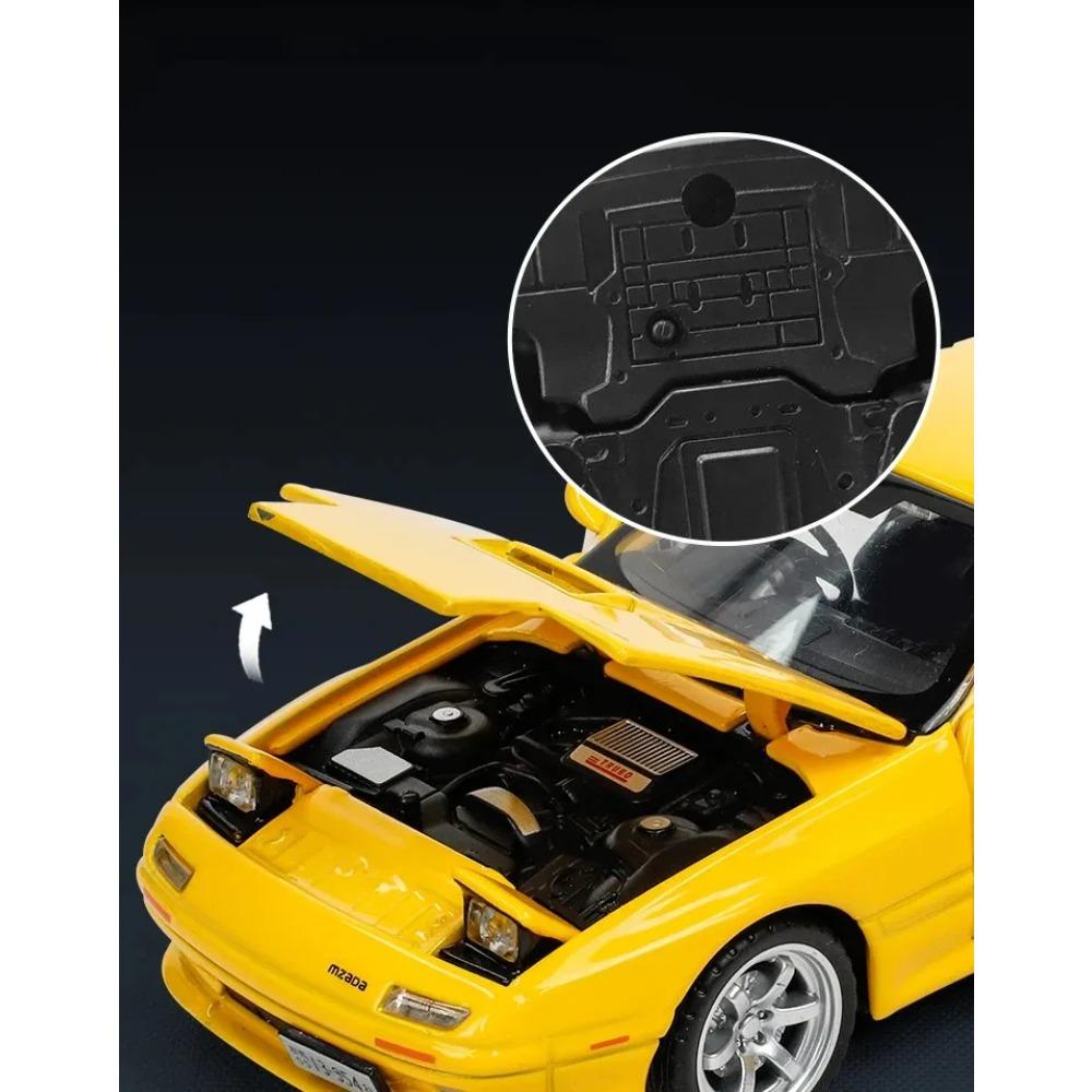 1/32 Scale Mazda RX7 FC INITIAL D Alloy Car Model Diecasts Metal Toy Vehicle Sound and Light Car Toys for Boy Children Gift