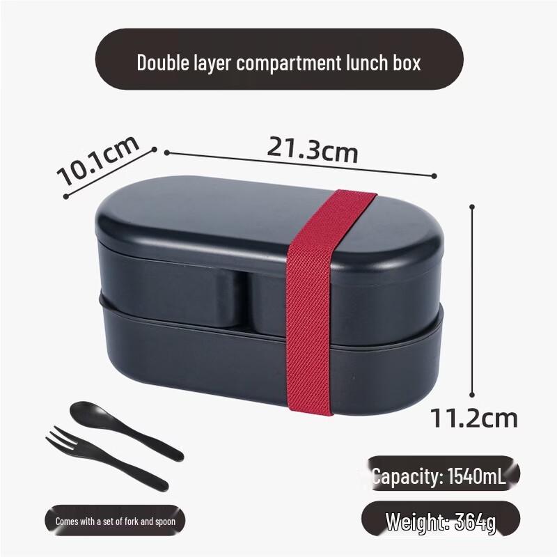 Double Layer Microwave-Safe Round Lunch Box with Utensils