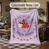 Koi Fish Pond Reflections Theme Throw Blanket Custom Name Text Personalized Blanket Soft Cozy Blanket for Home Sofa Bed