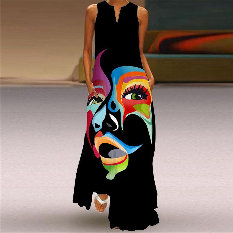 Plus Size Women's New Chinese Style 3D Peacock Dress Elegant All-Matching Sleeveless Vest Skirt Long Loose Floral Skirt