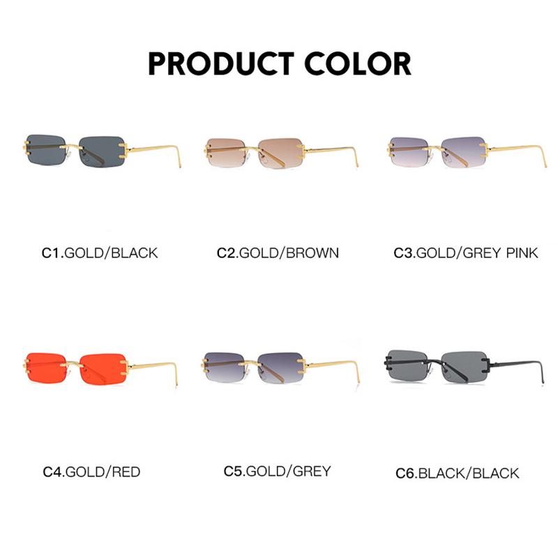Rimless Cutting Square Sunglasses Women Men Luxury Brand Design Sun Glasses For Female Trend Fashion Vintage Metal Shades Uv400