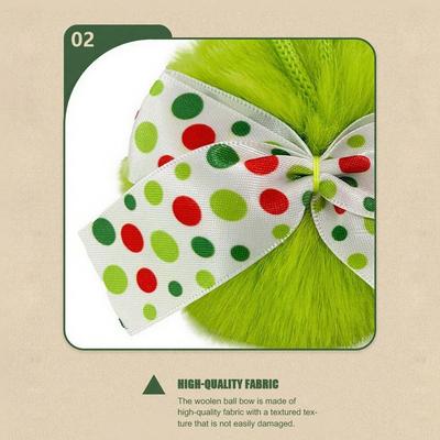 4pcs Green Furry Christmas Tree Decor Festive Atmosphere Fun Design Christmas Ball Ornaments Holiday Style Novice-friendly