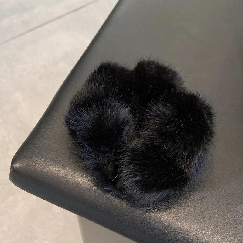 Autumn Winter High-quality Faux Mink Fur Pleated Large Intestine Hair Band Versatile and Elegant with Soft and Fluffy Hair Tie