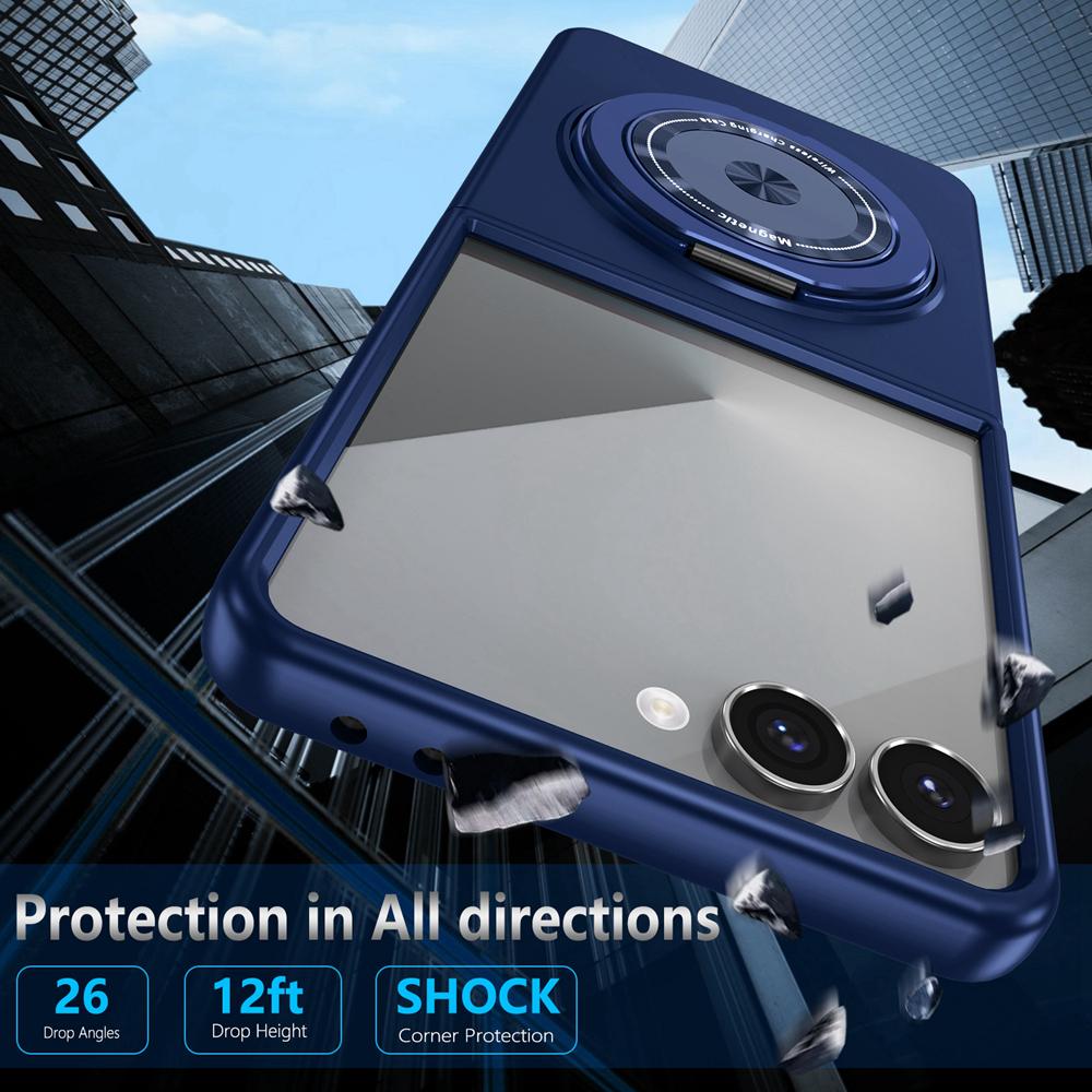 KEYSION 360° Roterende Magnetisk Ringstativ Telefondeksel for MagSafe for Samsung Galaxy Z Flip 7 5G Trådløs Lading Hardt Bakdeksel