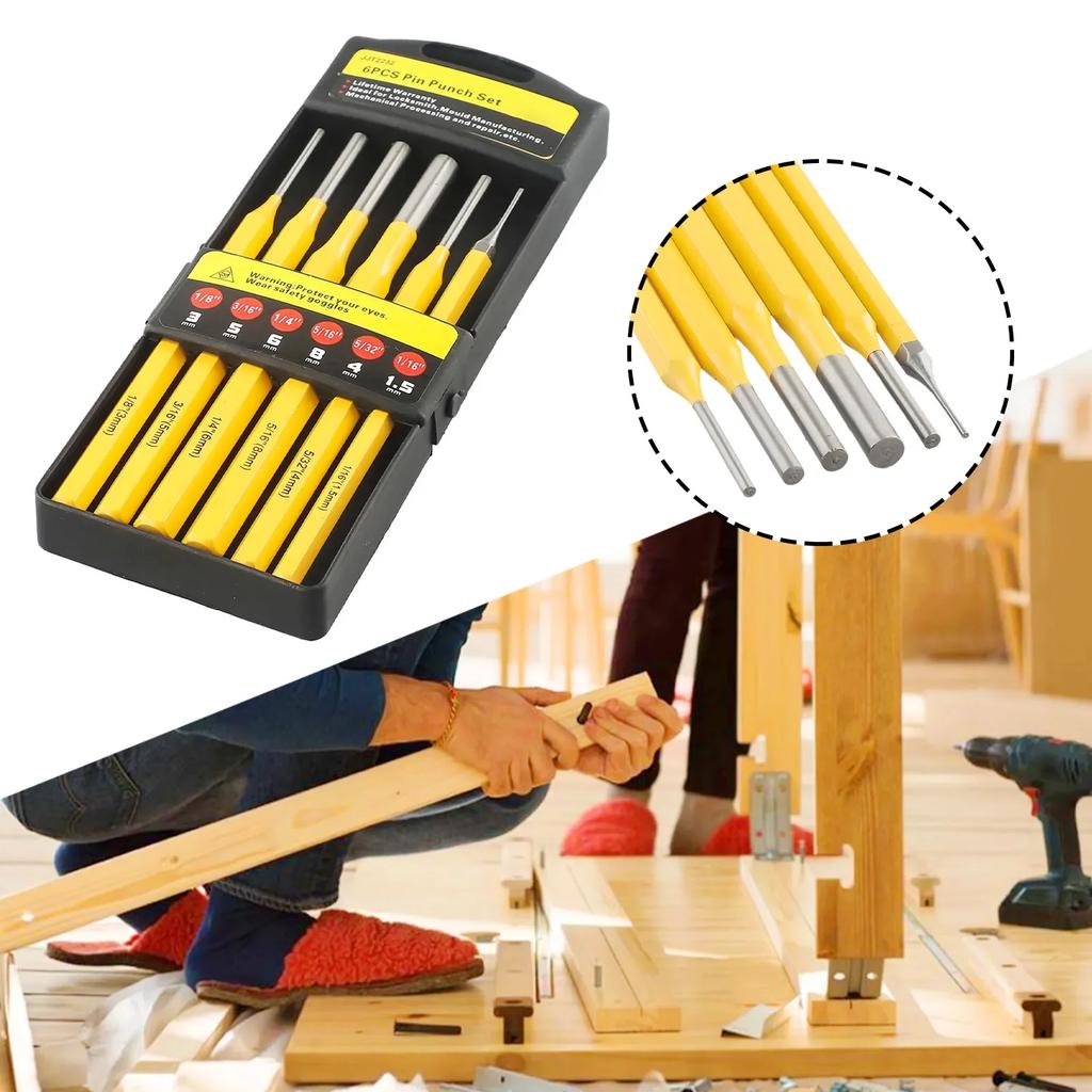 Drill Chisel Drive Punch Set Carpenters Pin Removing Replacement 6pcs Accessories Centering Hand Tools High Quality