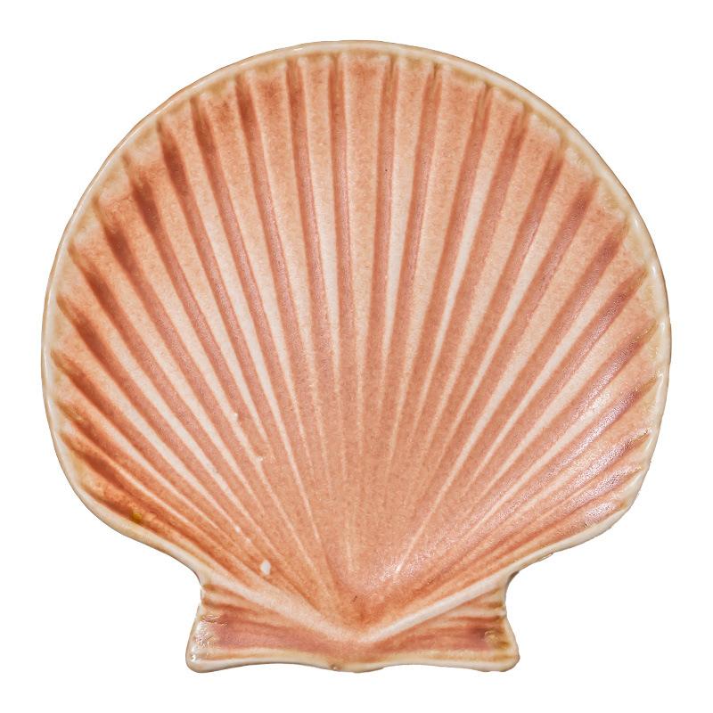 Retro Shell Ceramic Plate Creative Tableware Plate Special-Shaped Plate Household Vegetable Plate Dessert Plate Niche Plate