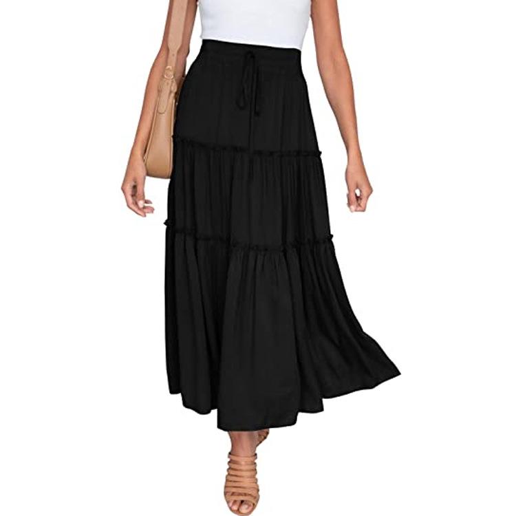 European & American Women's Bohemian A-Line Pleated High Waist Skirt