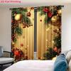 2 Pcs Christmas costume print curtains  suitable for bedroom  living room kitchen decoration  home decoration  window decoration