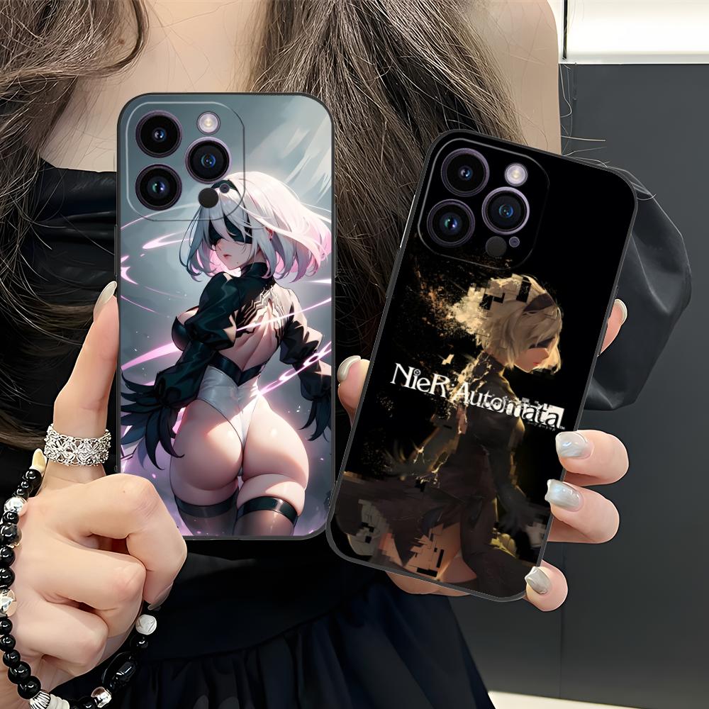 Nier 2B Automata Phone Case for iPhone 16 15 14 13 12 11 X XR XS 8 7 Pro Max Plus Mini Colour Printing Cover Cellphones Luxury