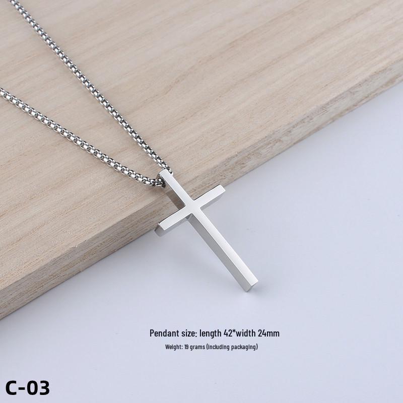 Colier Unisex cu Pandantiv Cruce Stil Hip-Hop - Accesoriu Bijuterie din Oțel Inoxidabil