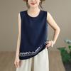 oversized cotton vintage embroidery Casual loose tank tops for Women summer vest t-shirt
