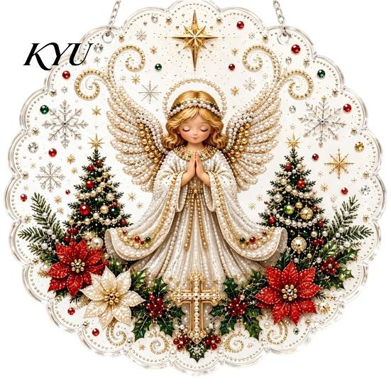 Třpytivé kamínkové umění Vánoční malba falešnými perlami Suncatcher sada, 3D Betlém/Santa Claus/Pták/Strom Náboženské sváteční dekorace Korálky