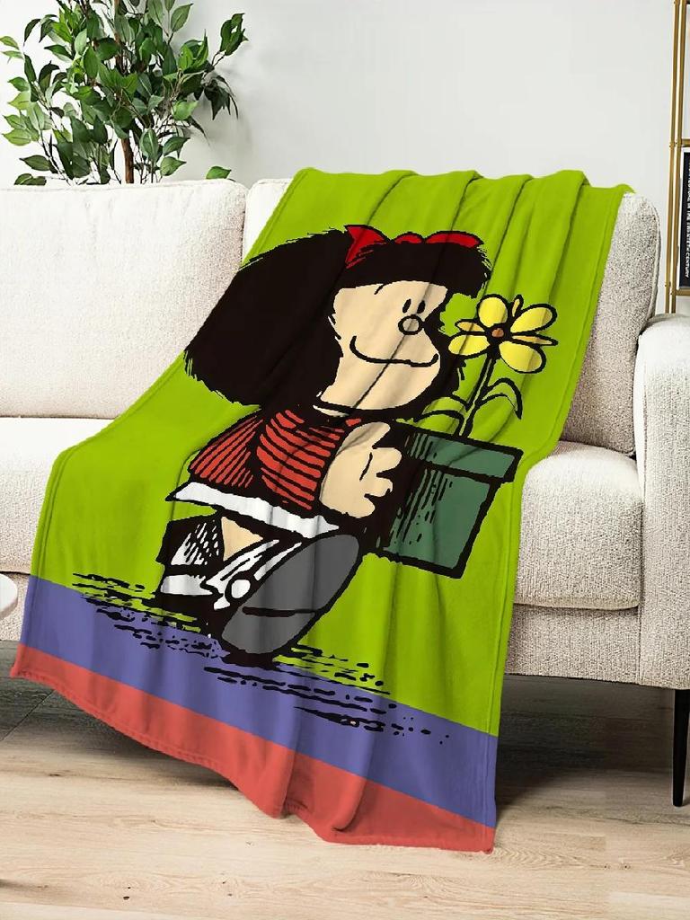 Warm Cozy Flannel Throw Blanket Soft Plush Cartoon Design for Living Room Sofa Bedroom Office Travel  Perfect Gift
