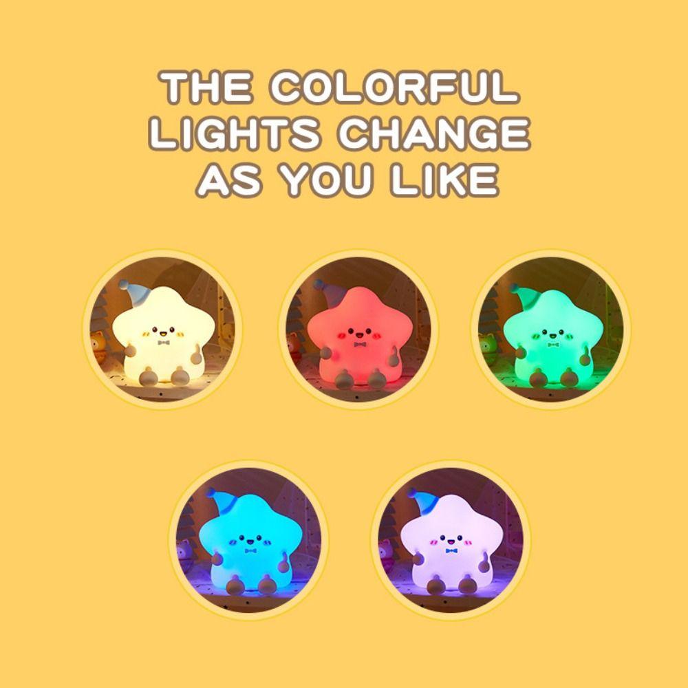 Colorful Light LED Star Night Light Soft Silicone Touch Table Lamp Sleeping Lamp  Sleep Aid