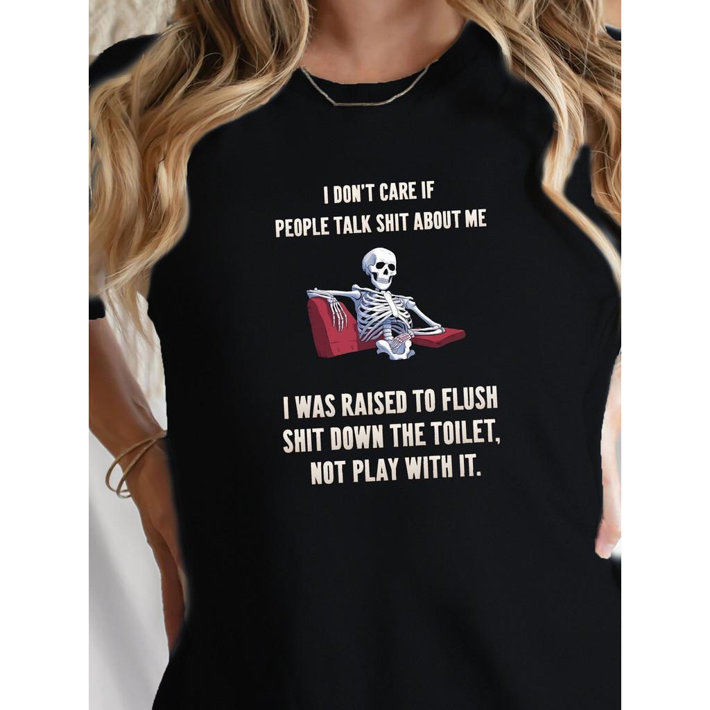 Cotton T-Shirt with Hollow and Bold Text for Comfortable Fit