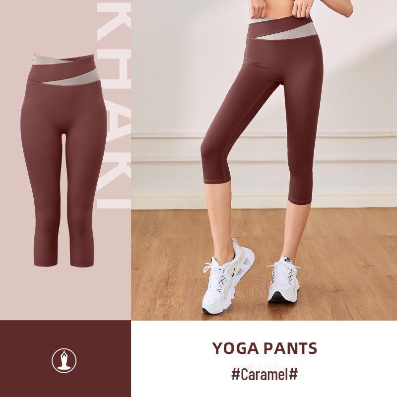 

Juyitang Високоеластичні персикові штани для йоги - Сім точок, висока талія, легінси для спорту та фітнесу з ефектом підтягування сідниць XX Large