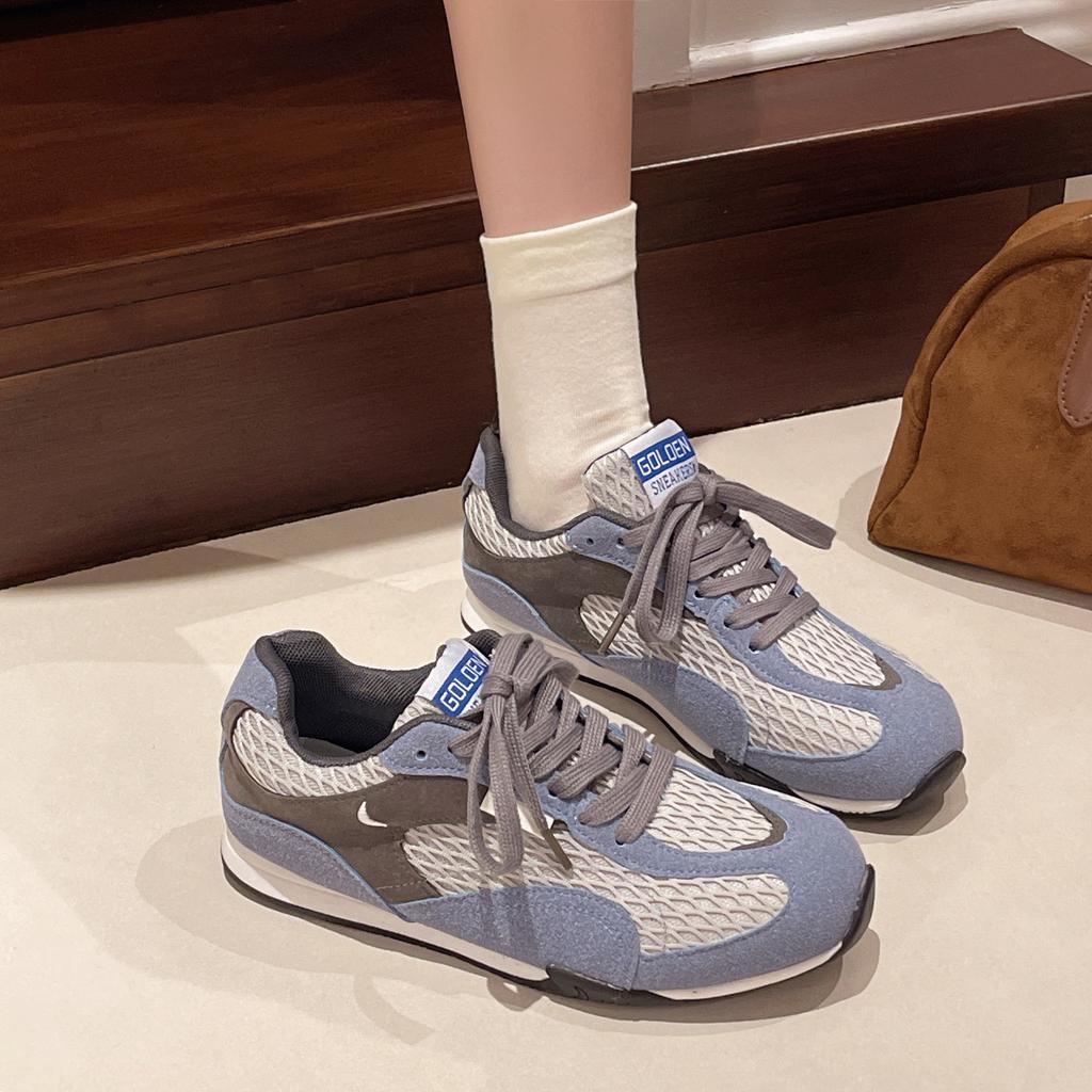 College-Stil Fischnetz kleine weiße Schuhe Damen 2025 Sommer neu Student Mesh atmungsaktiv dicksohlig Freizeit Sport Forrest Gump Schuhe