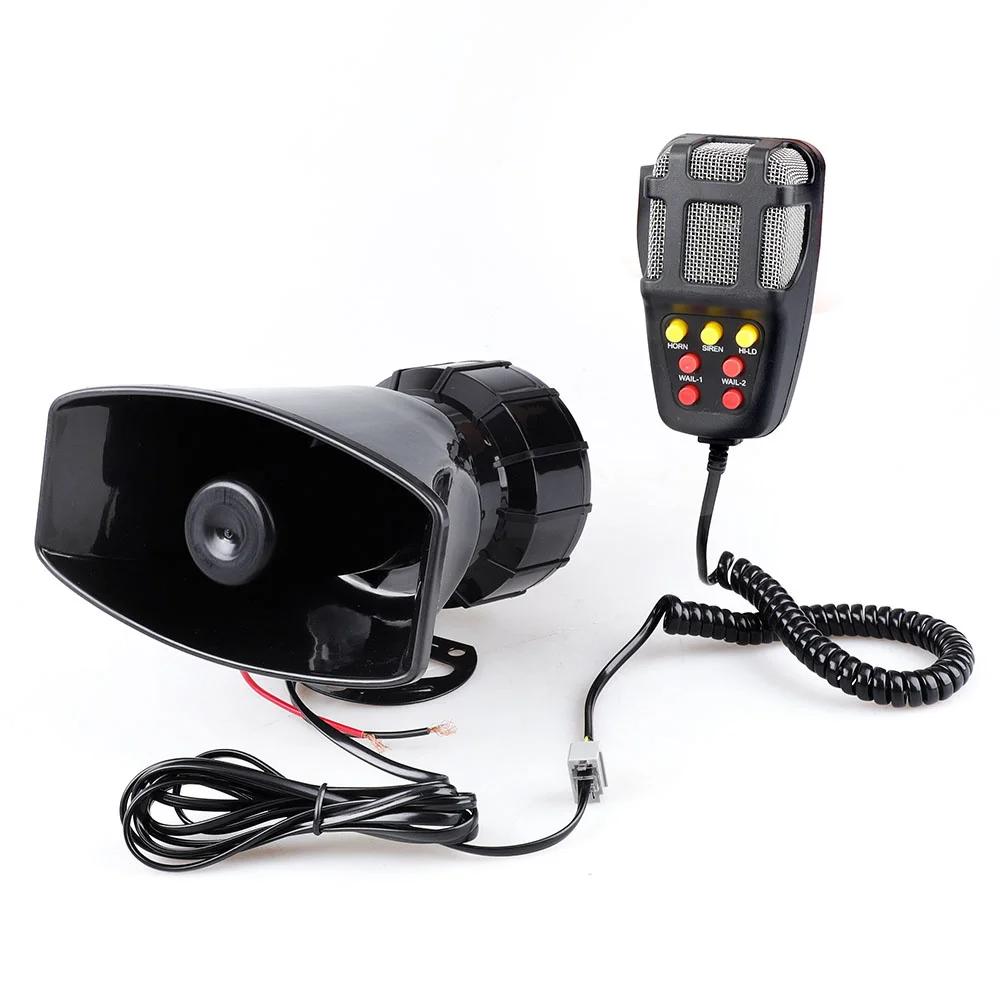 Car Alarm Horn DC 12V 100W 125dB 7 Sound with MIC Loud Motorcycle Siren Vehicle Truck Warning Loudspeaker Plastic Police Firemen