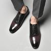 Sapatos masculinos de couro legítimo de alta qualidade, elegantes, formais, para escritório, Oxfords, sapatos de casamento, com cadarço, sapatos de couro empresarial, feitos à mão, pretos