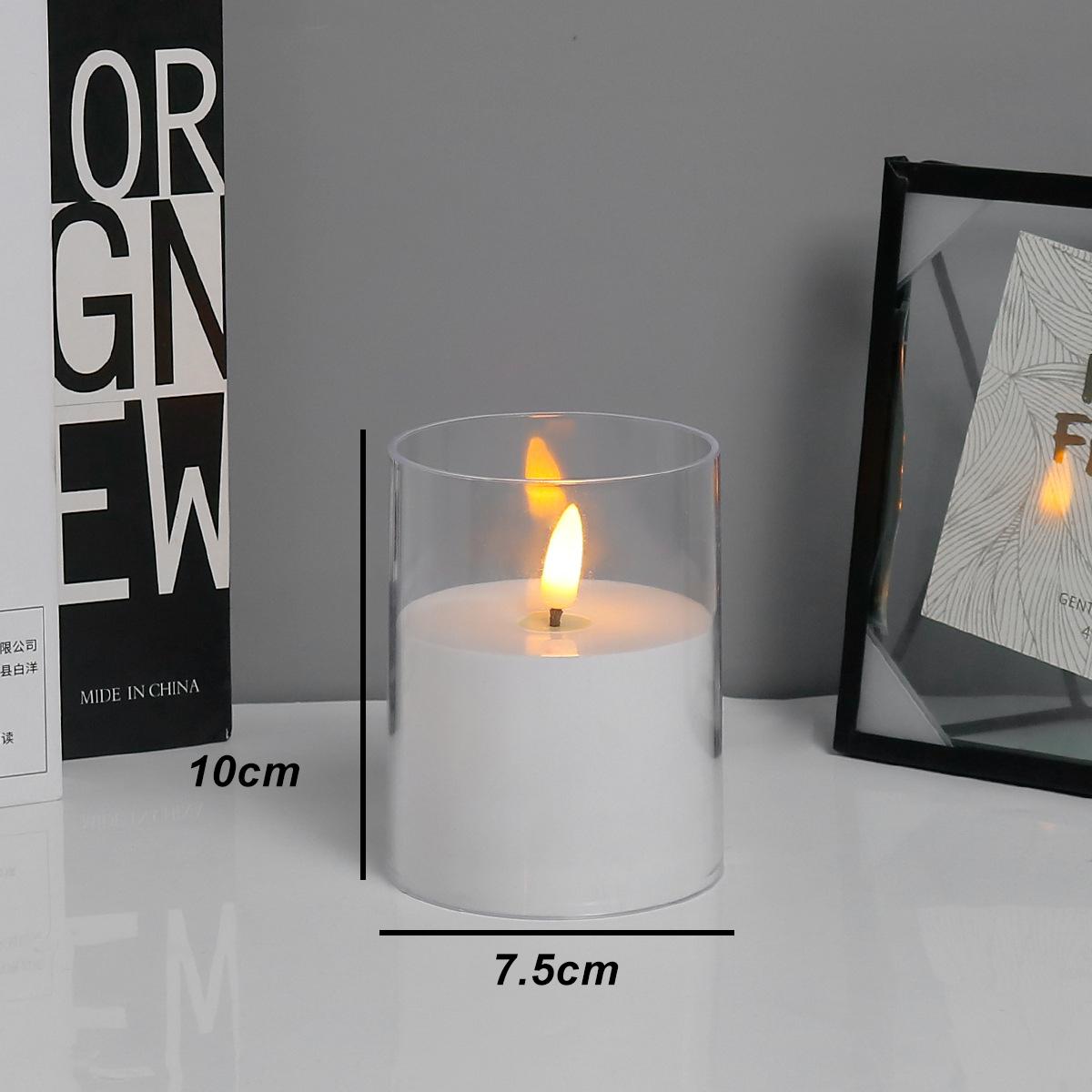 

LED Electronic Candles Light Remote Control Timer Flicker Flameless Lamp Clear Acrylic Battery Powered Wedding Party Christmas