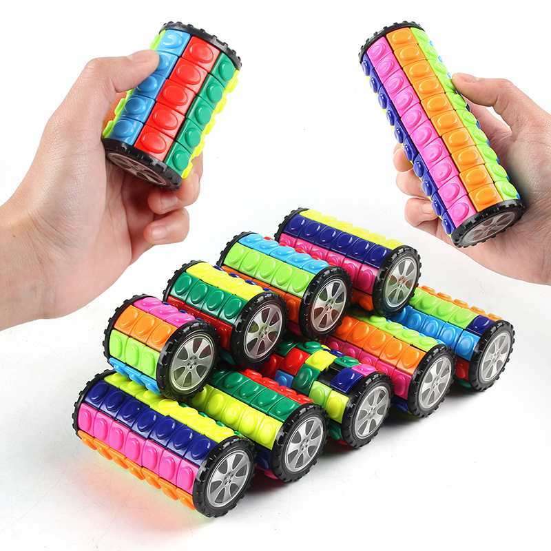 Creative Gifts Rotate and Slide Puzzle Cylinder Cube Brain Development Educational Sensory Toys for Kids Boys Girls Adults