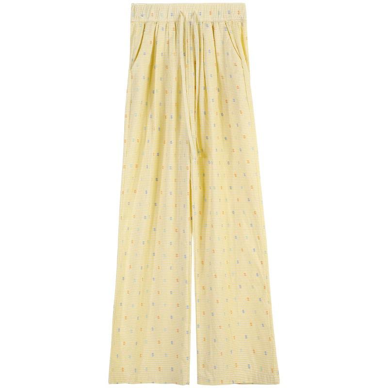 Colorful Polka Dot High Waist Wide Leg Pants for Women - Summer Ice Silk