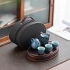 Jade Blue Dragon Egg Pot Portable Travel Tea Set