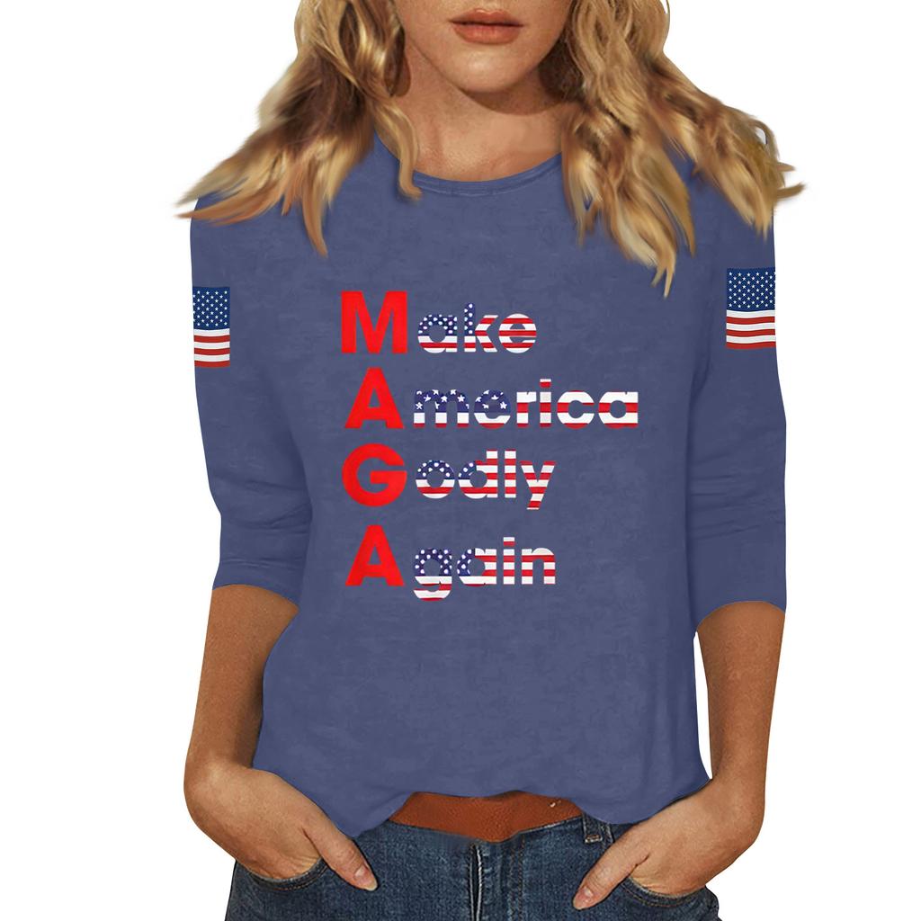 Women's Casual Fashionable Sexy Comfortable Neck Three-Quarter Sleeve Top