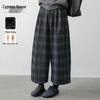 Women's Elastic Waist Plaid Wide-Leg Pants