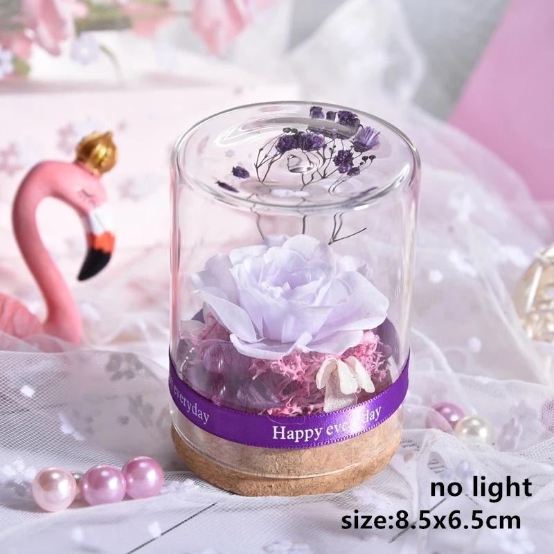 Valentines Day Gift for Girlfriend Eternal Rose LED Light Flower In Glass Cover Mothers Day Birthday Party Wedding Decoration